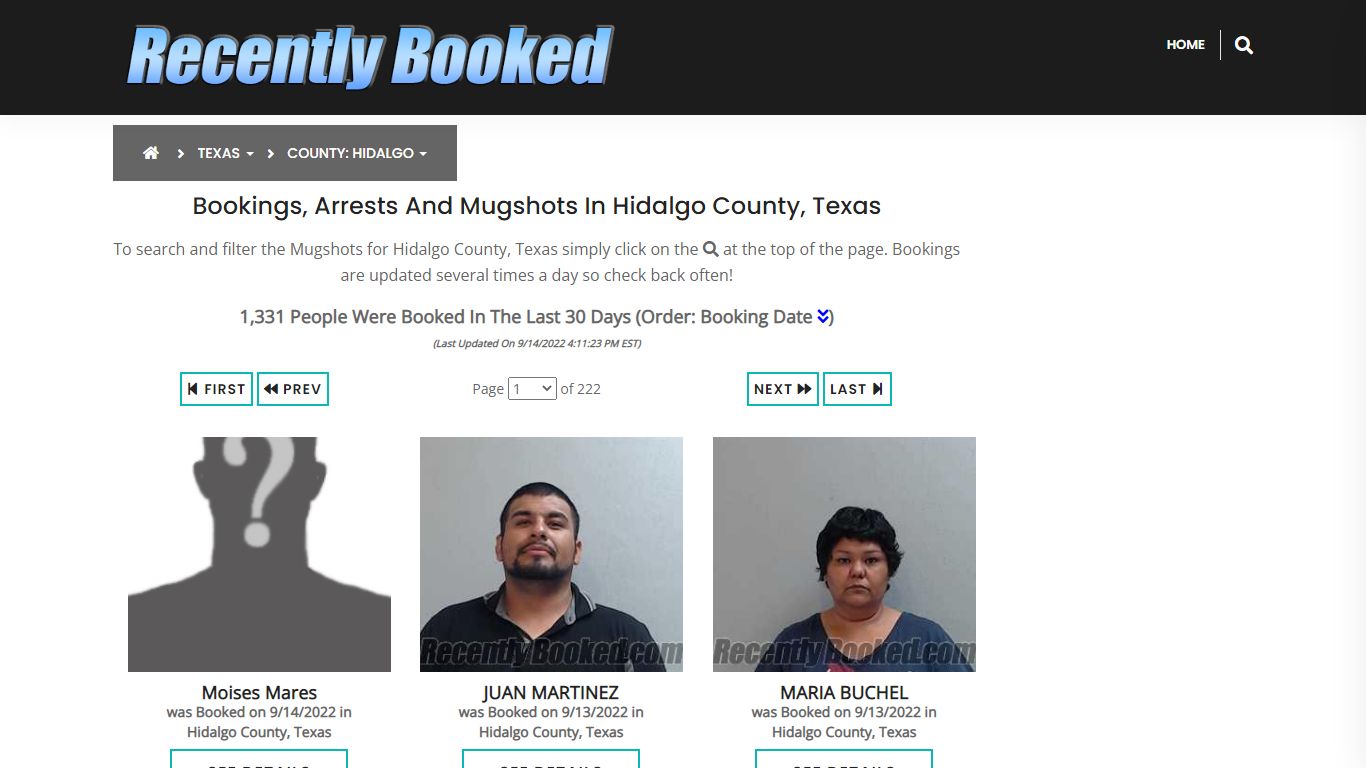 Recent bookings, Arrests, Mugshots in Hidalgo County, Texas